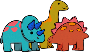 Painterly Anime Toy Dinosaurs
